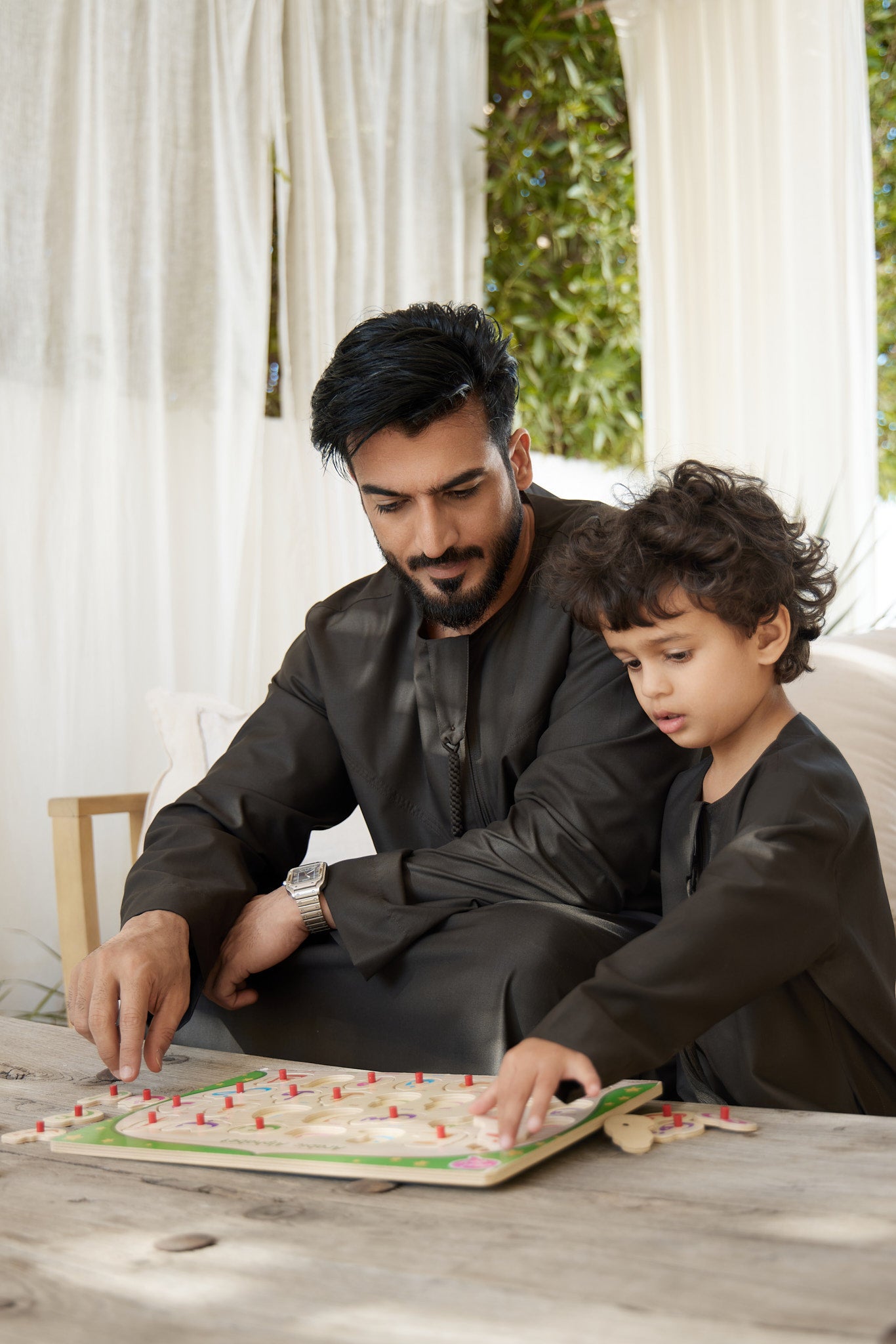 Kids Premium Emirati Thobe Army Olive