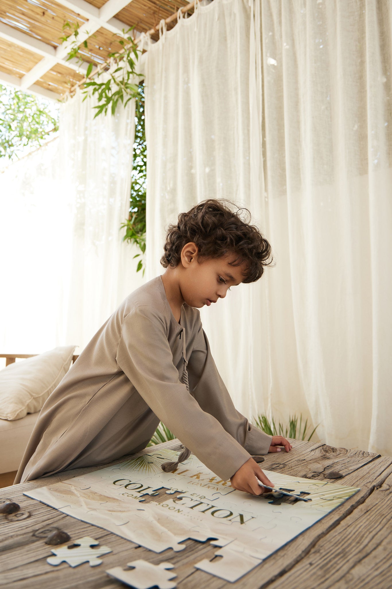 Kids Premium Emirati Thobe Stone