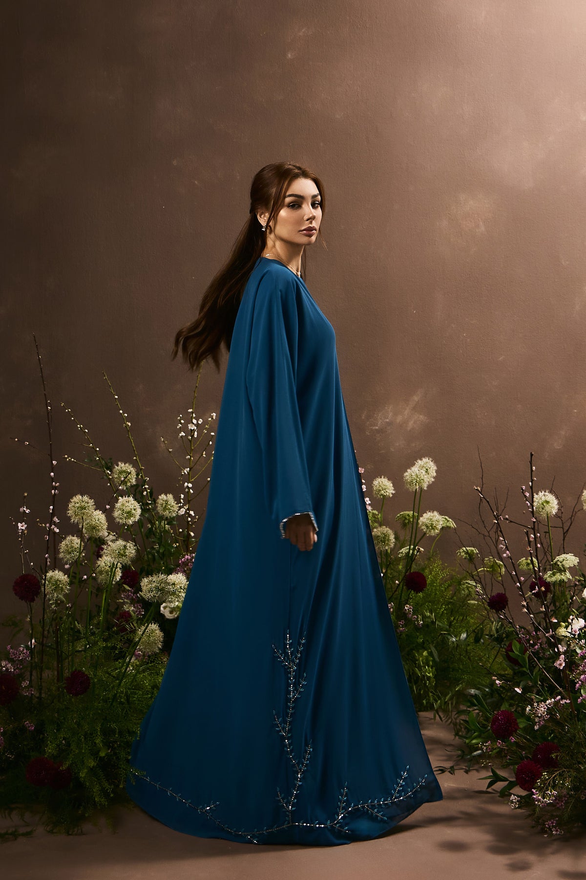 Double Chiffon Abaya - Lana, rich blue premium double chiffon