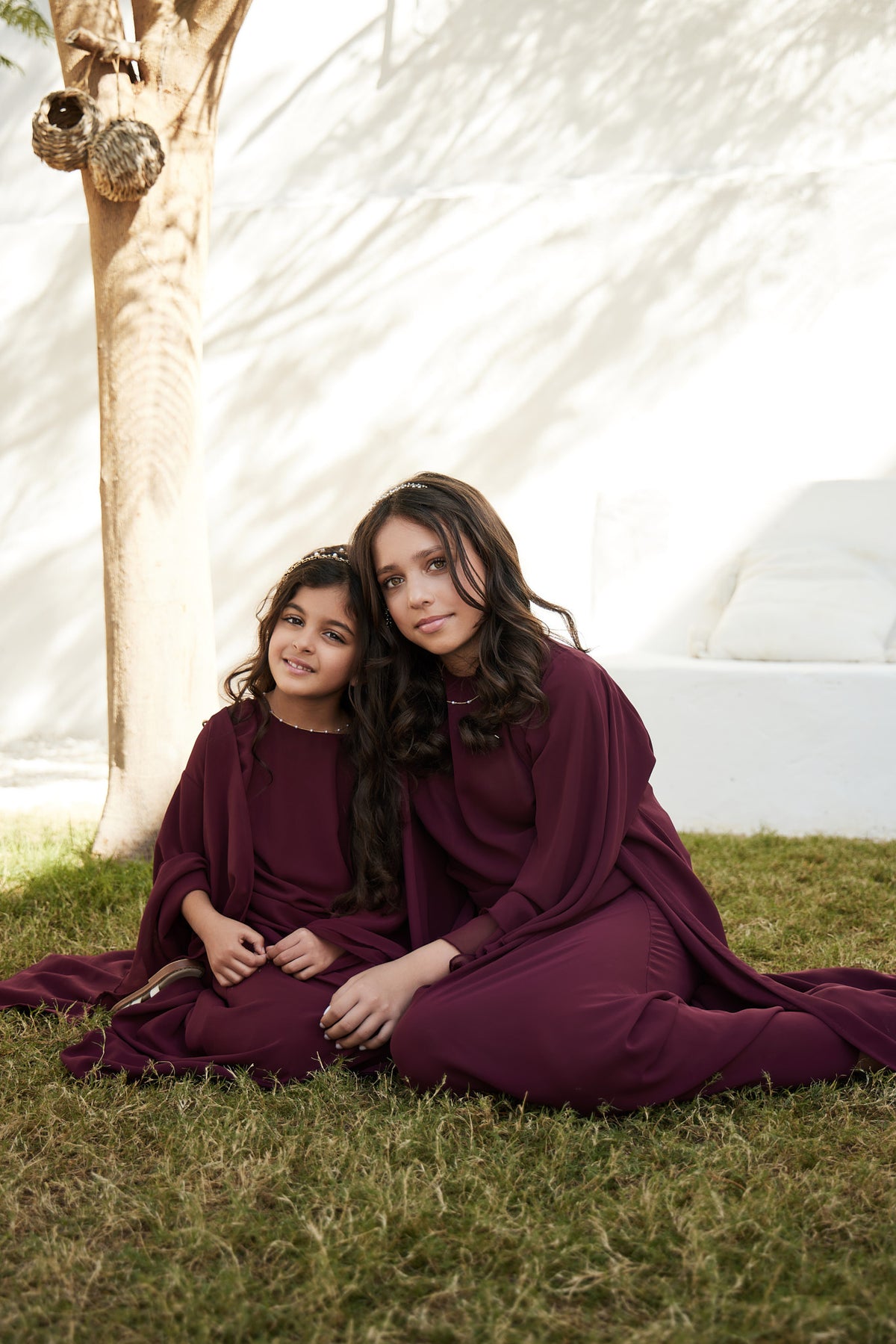 Kids Maroon Chiffon Abaya - Arwa